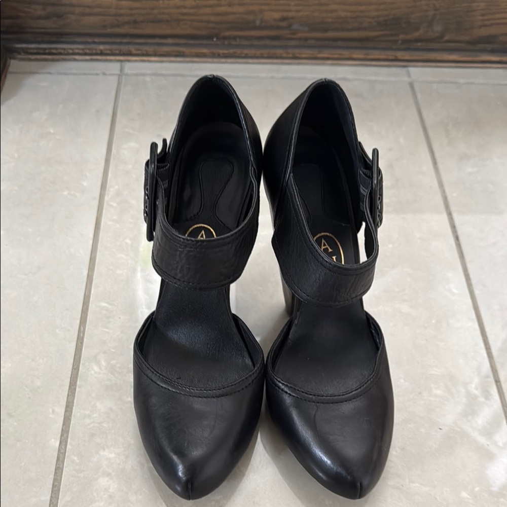 🪻Ash Black Stiletto Heels with Ankle Strap